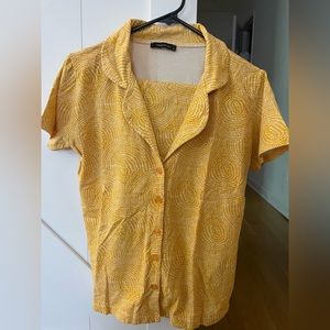 Cotton yellow short sleeve PJ set.